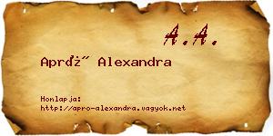 Apró Alexandra névjegykártya
